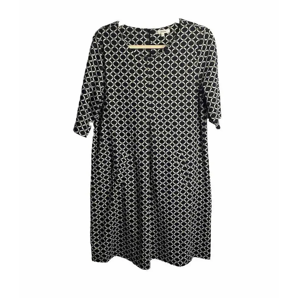Tyler Boe‎ Women’s Kristen Shift Dress Geometric Stretch Blue White Size Large